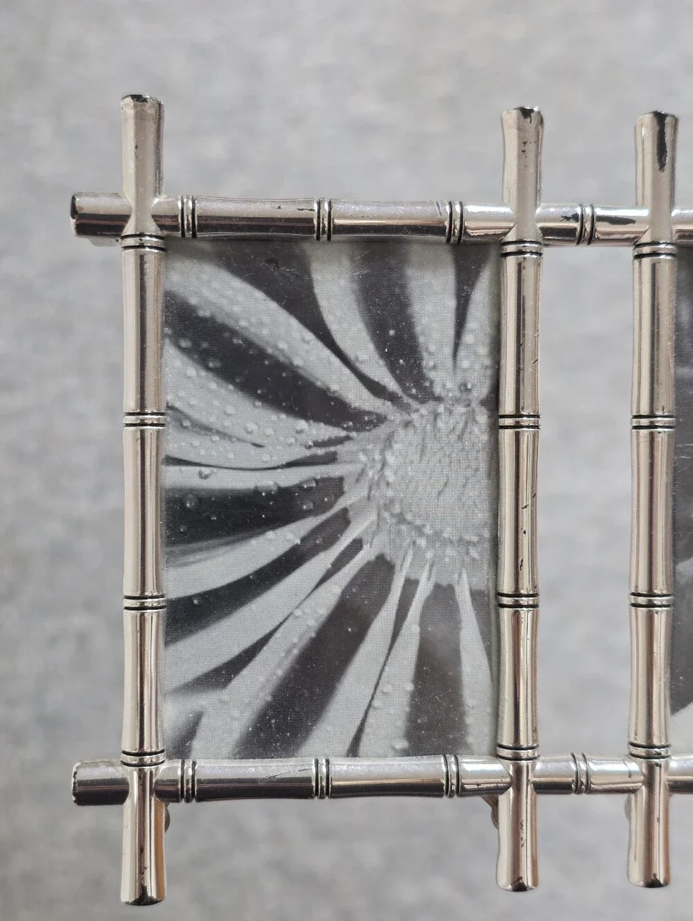 Pottery Barn Silver Tone Faux Bamboo Triptych Frame